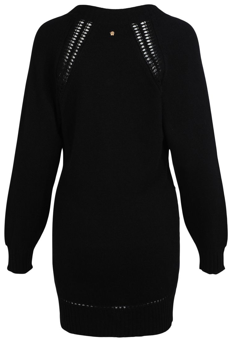 Versace V Neck Knitted Dress Black