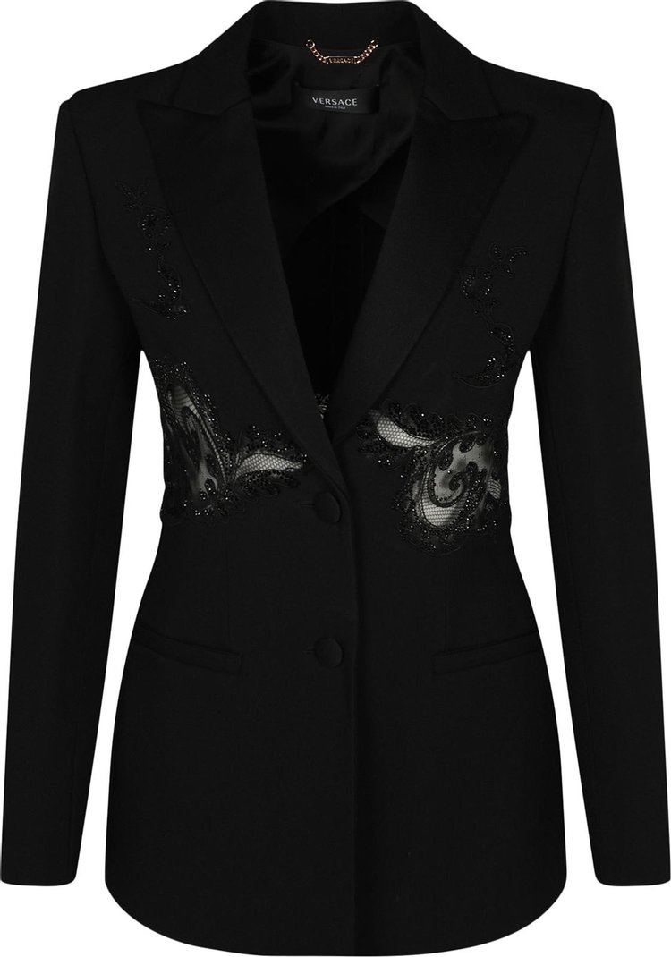 Versace Embroidered Silk Blend Blazer 'Black'