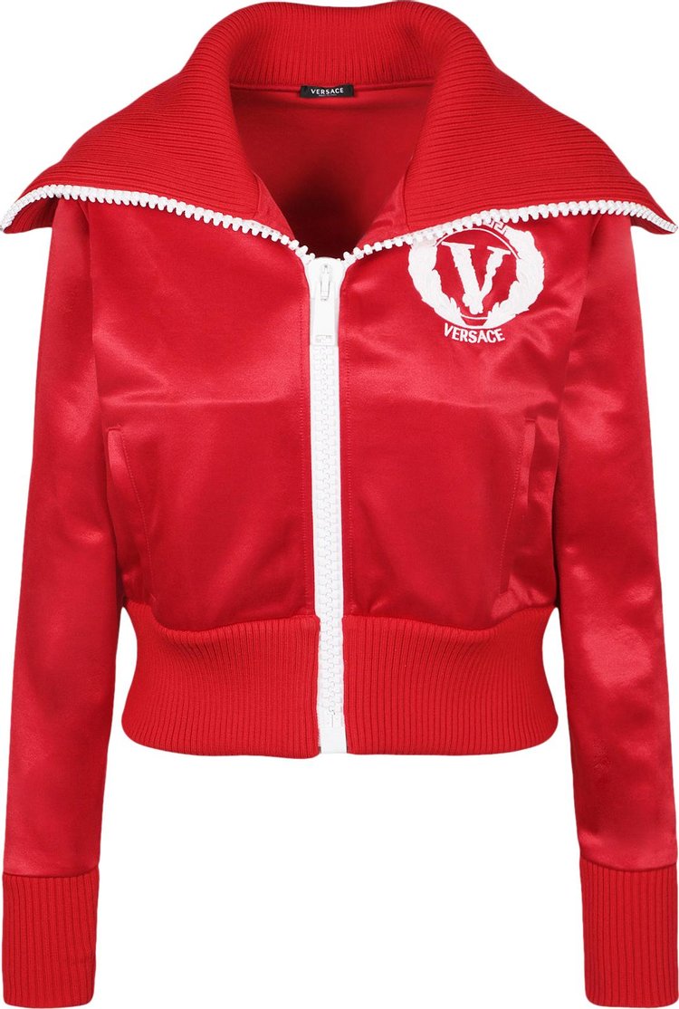 Versace Logo Embroidered Track Jacket 'Red'