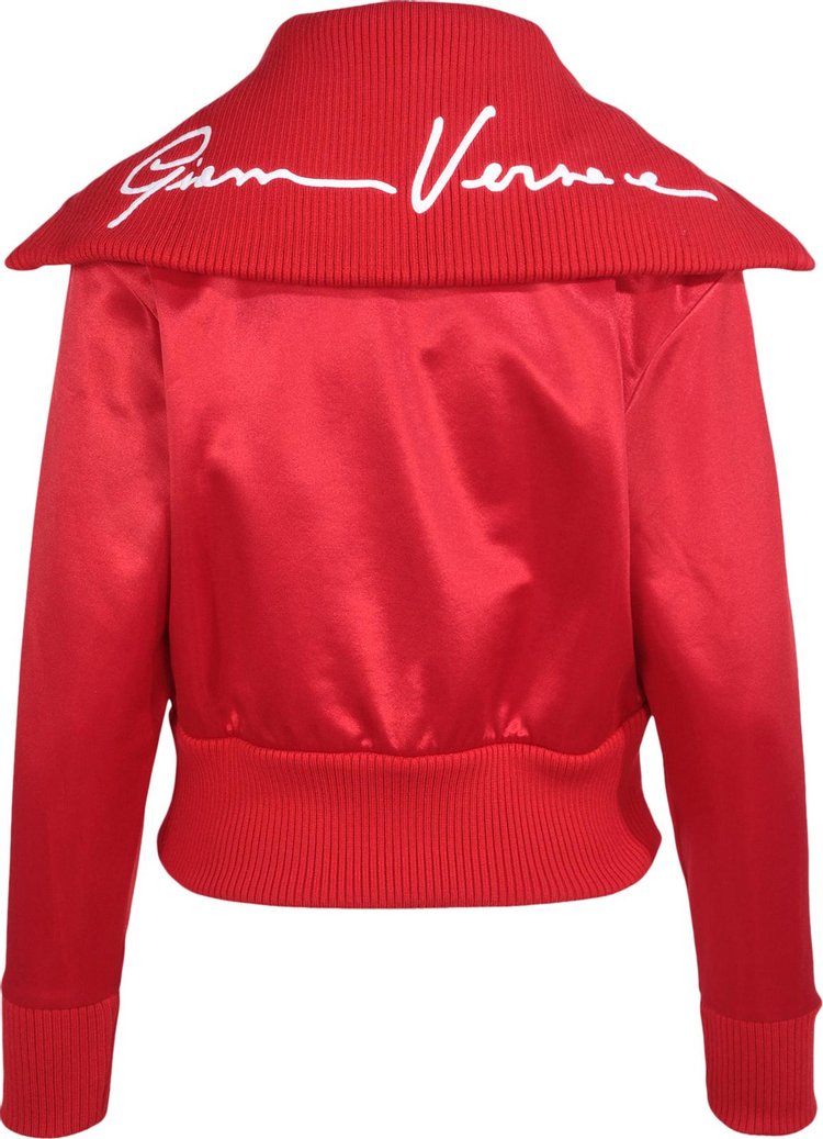 Versace Logo Embroidered Track Jacket Red