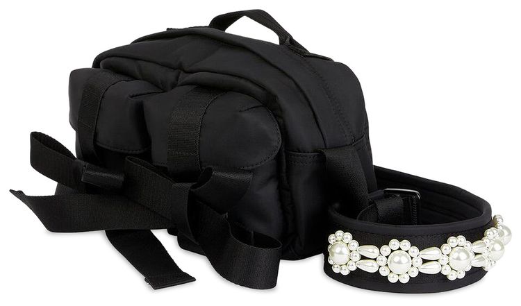 Simone Rocha Beaded Classic Bow Crossbody Bag BlackPearl