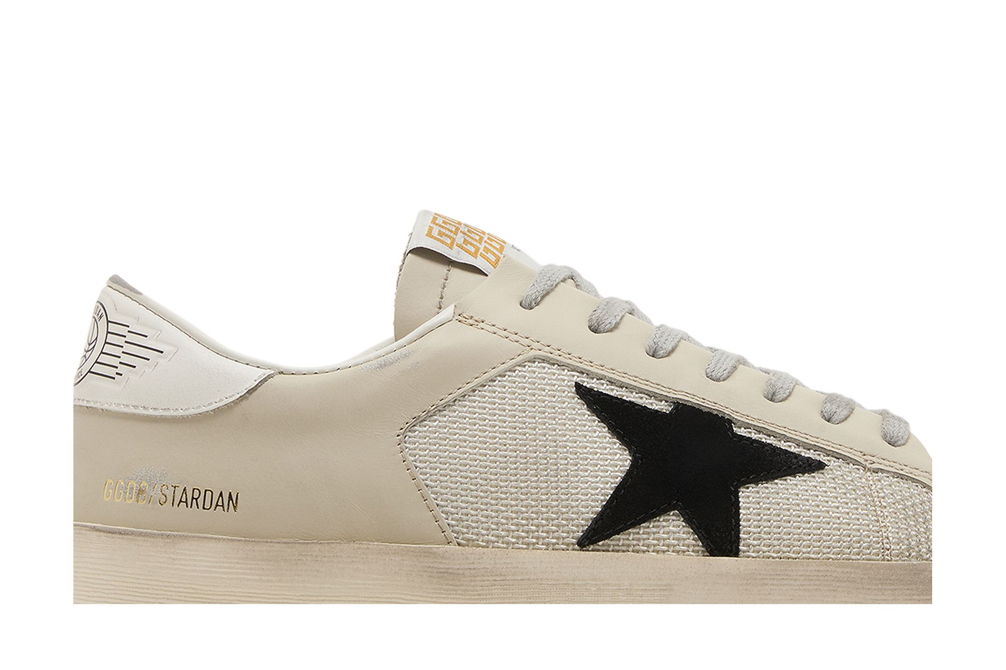 Golden Goose Starland Sneaker in White Leather & Black Lurex