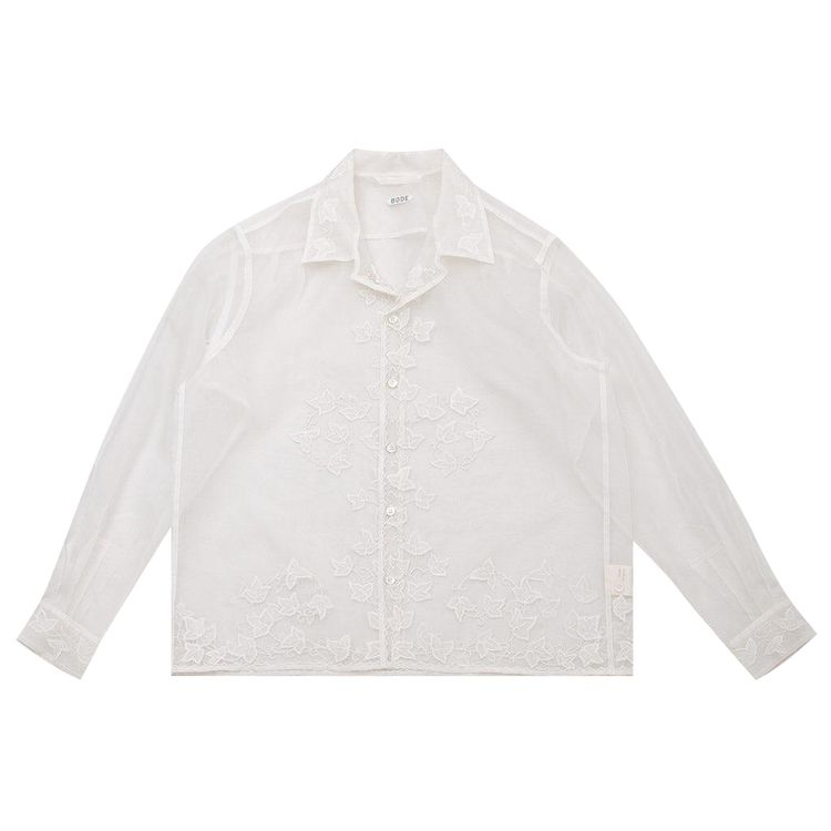 Bode Ivy Applique Long Sleeve Shirt Cream