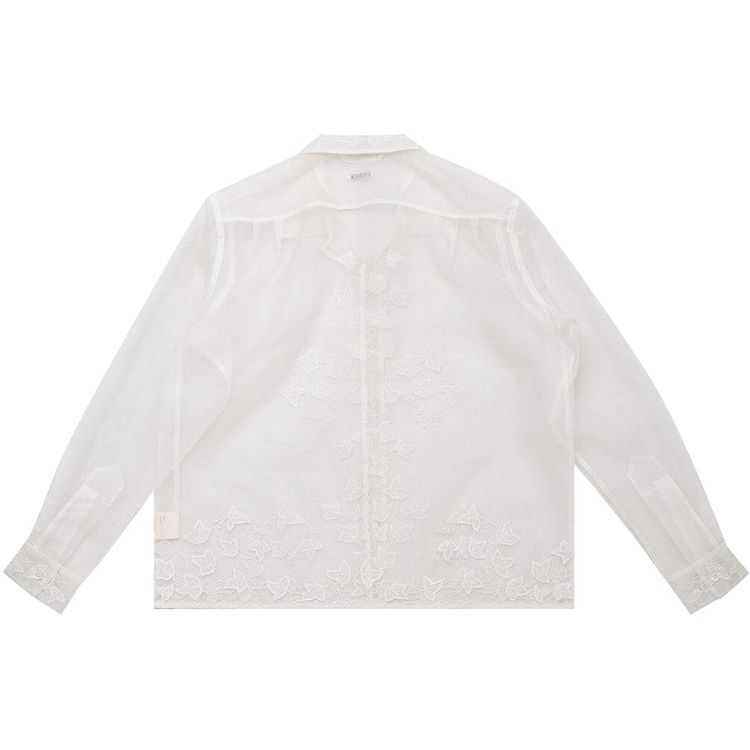 Bode Ivy Applique Long Sleeve Shirt Cream