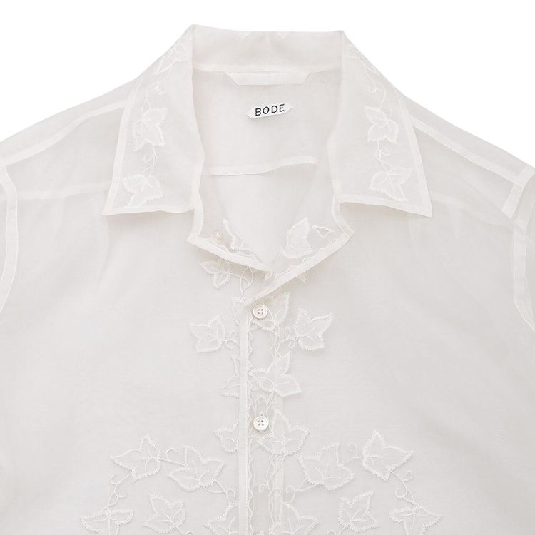 Bode Ivy Applique Long Sleeve Shirt Cream
