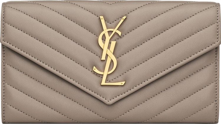 Saint Laurent Large Flap Wallet Greyish Brown