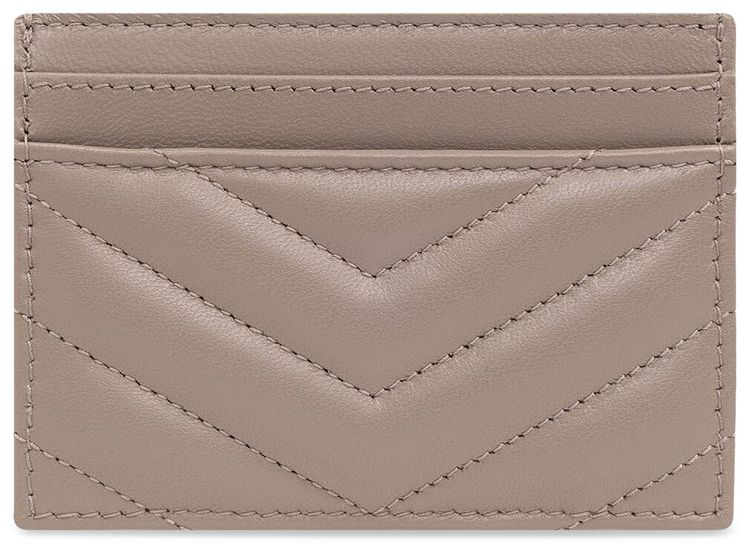 Saint Laurent Cassandre Matelasse Card Case Greyish Brown