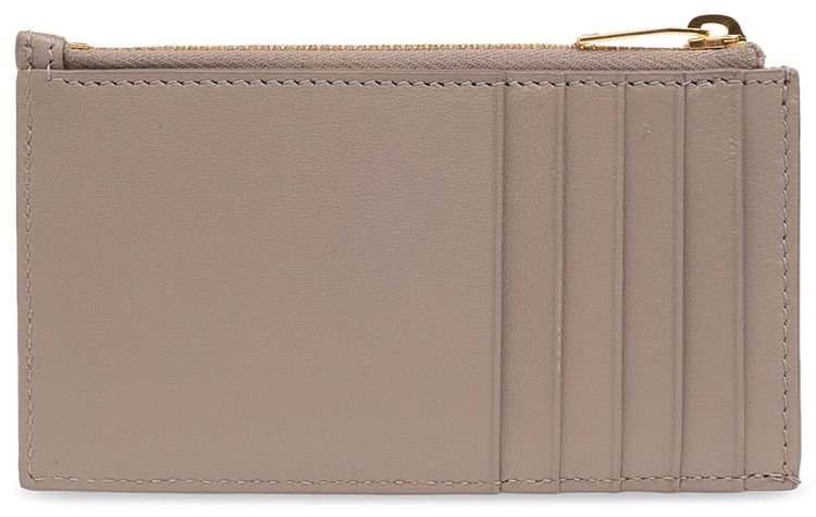 Saint Laurent Cassandre Fragments Zipped Card Case Greyish Brown