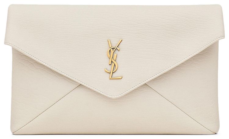 Saint Laurent Cassandre Large Envelope Pouch Soft Cream
