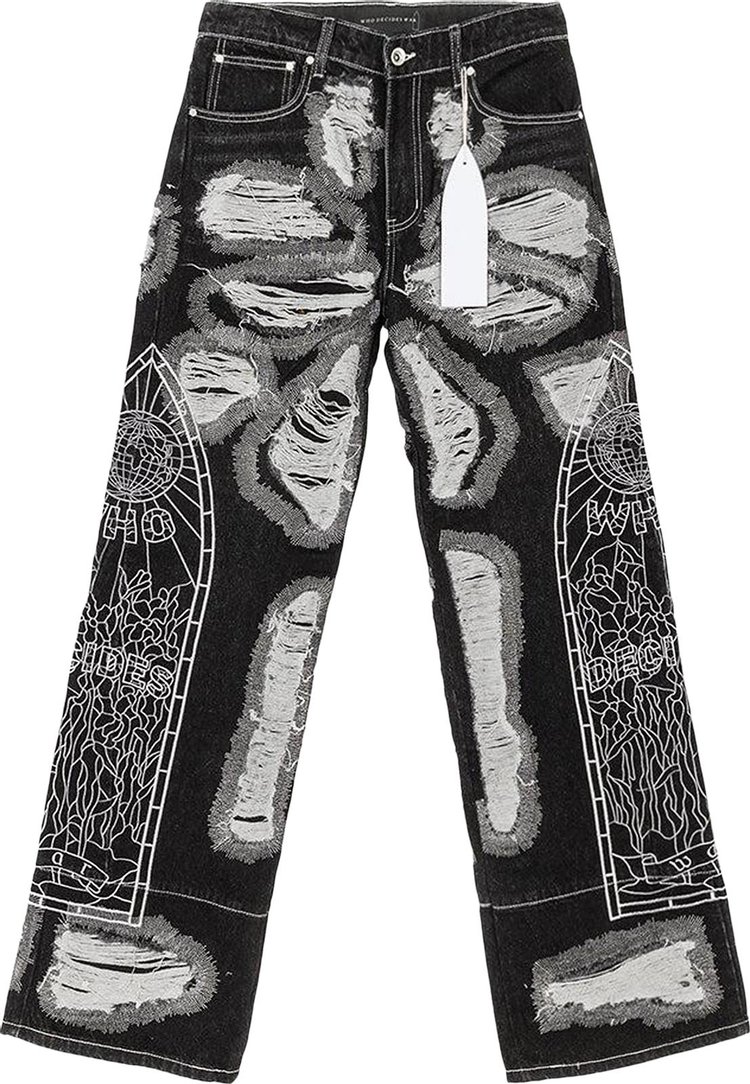 Who Decides War Darning Side Embroidery Pant 'Coal'
