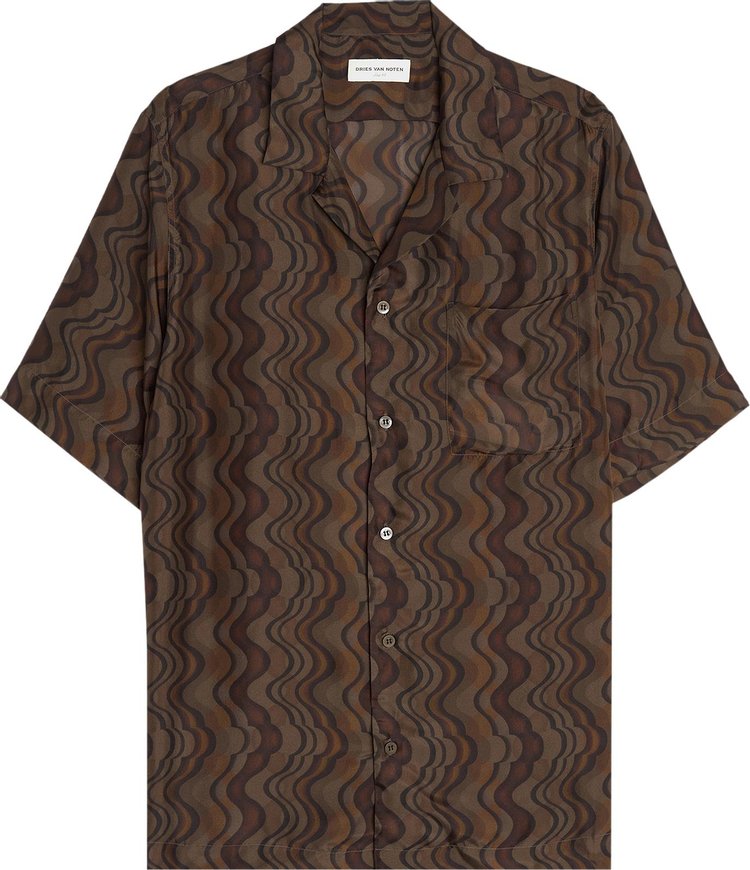 Dries Van Noten Lightweight Printed Boxy Hawaiian Shirt 'Brown'