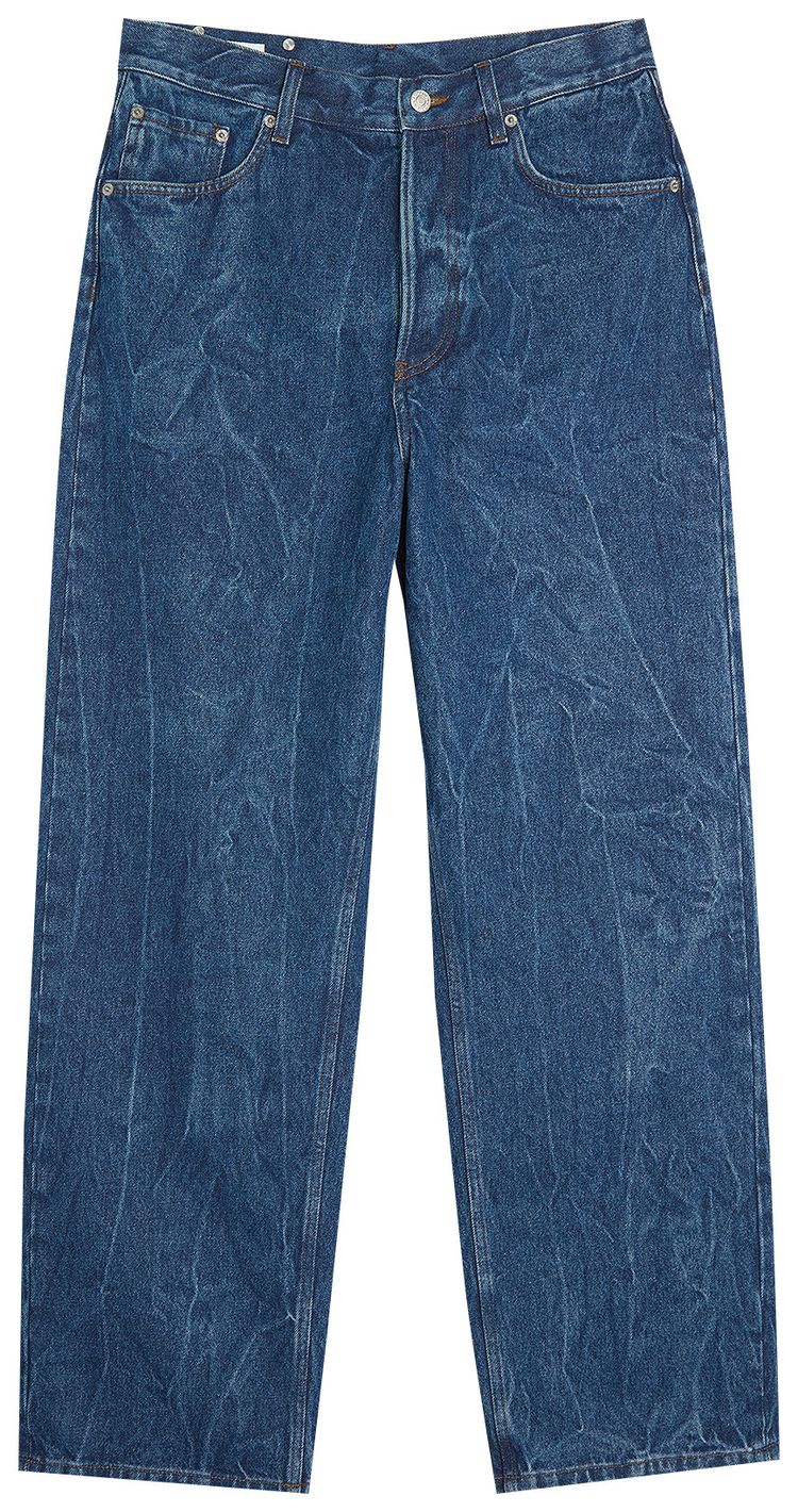 Dries Van Noten Loose Fit Straight Leg Denim Pants Blue