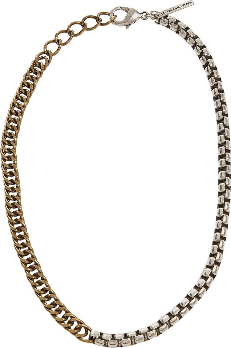 Dries Van Noten Double Color Short Necklace SilverBrass