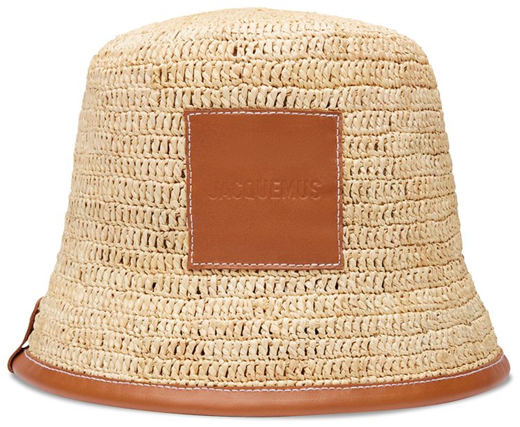 Jacquemus Raffia Bucket Hat Light Brown