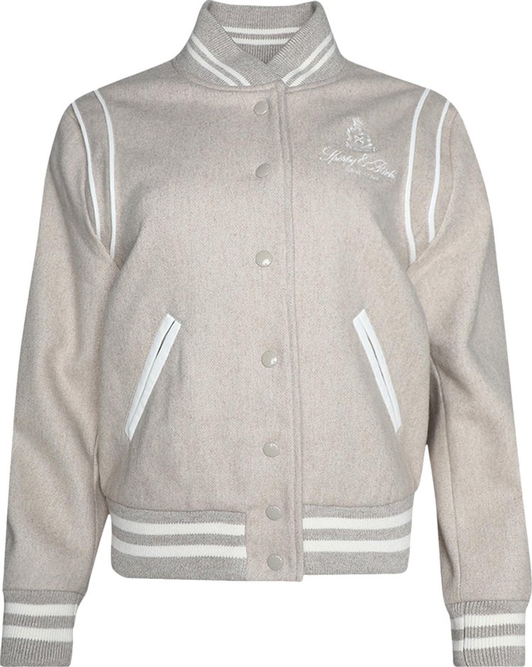 Sporty & Rich Vendome Wool Varsity Jacket 'Oat'