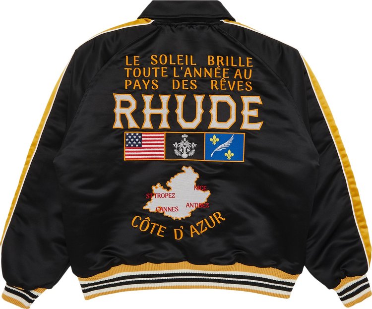 Rhude Le Soleil Satin Bomber Black