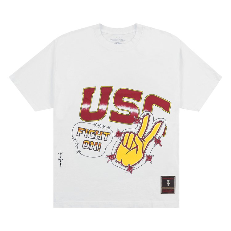 Cactus Jack by Travis Scott x Mitchell  Ness University Of Southern California Handdrawn Tee White