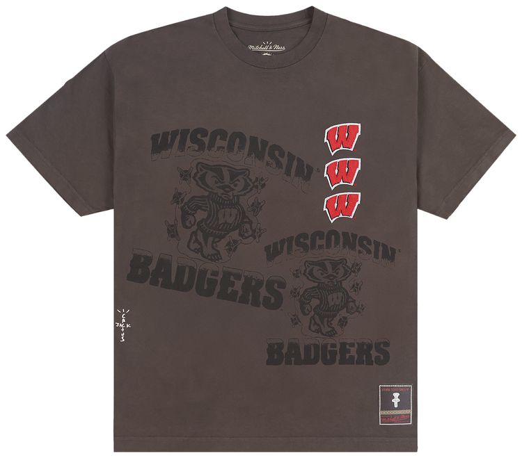 Cactus Jack by Travis Scott x Mitchell  Ness University Of Wisconsin Seal Tee Brown