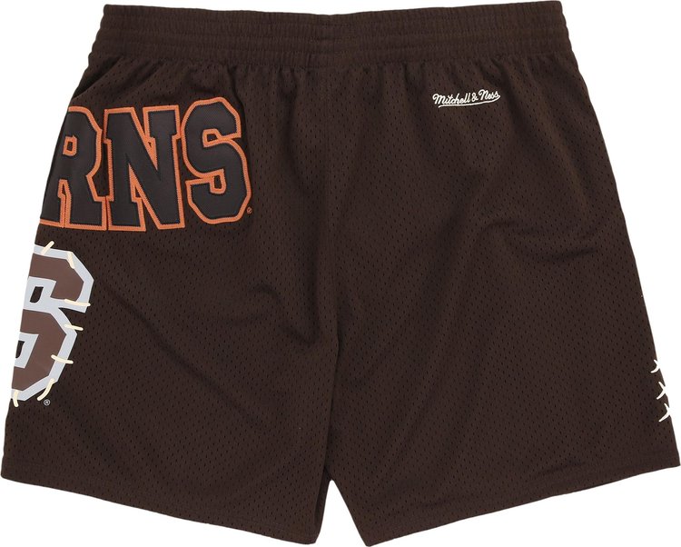 Cactus Jack by Travis Scott x Mitchell  Ness University Of Texas Shorts Brown