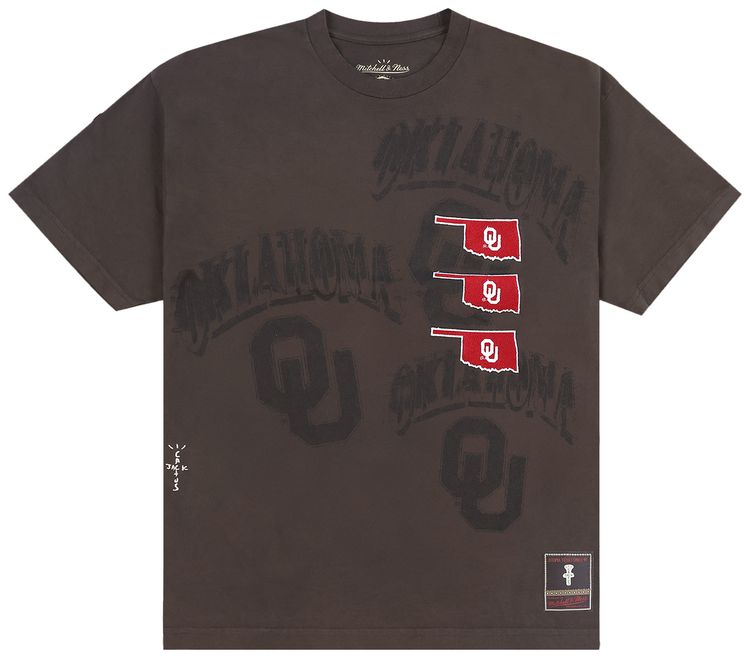 Cactus Jack by Travis Scott x Mitchell  Ness University Of Oklahoma Seal Tee Brown