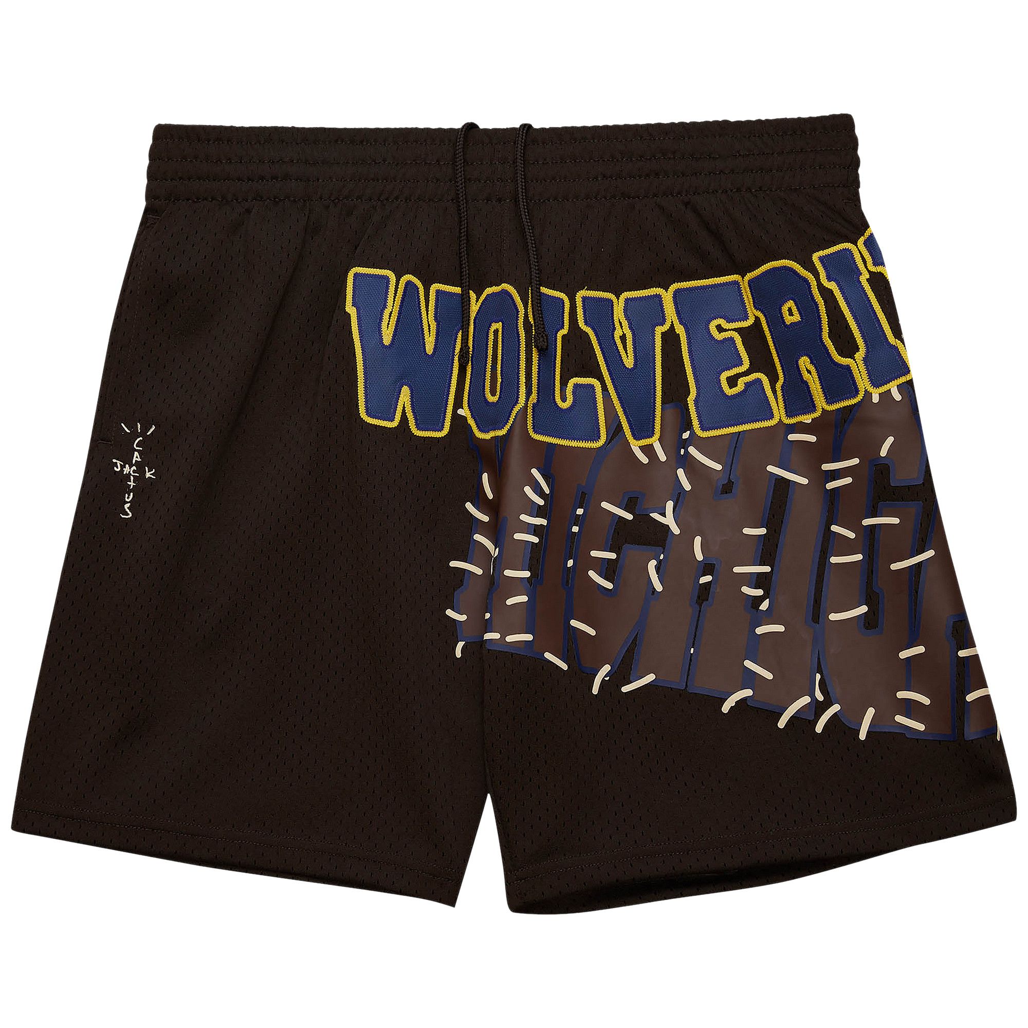 Buy Cactus Jack by Travis Scott x Mitchell Ness University Of Michigan Shorts Brown BT9942 UMI BROW GOAT