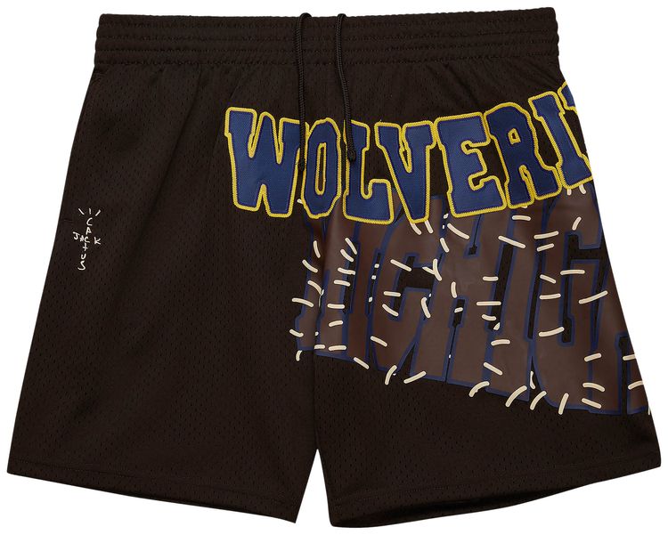 Cactus Jack by Travis Scott x Mitchell  Ness University Of Michigan Shorts Brown