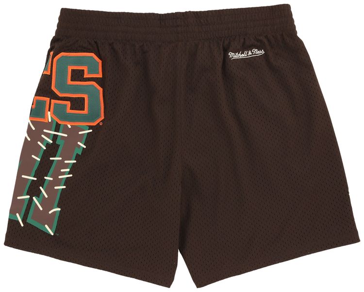 Cactus Jack by Travis Scott x Mitchell  Ness University Of Miami Shorts Brown