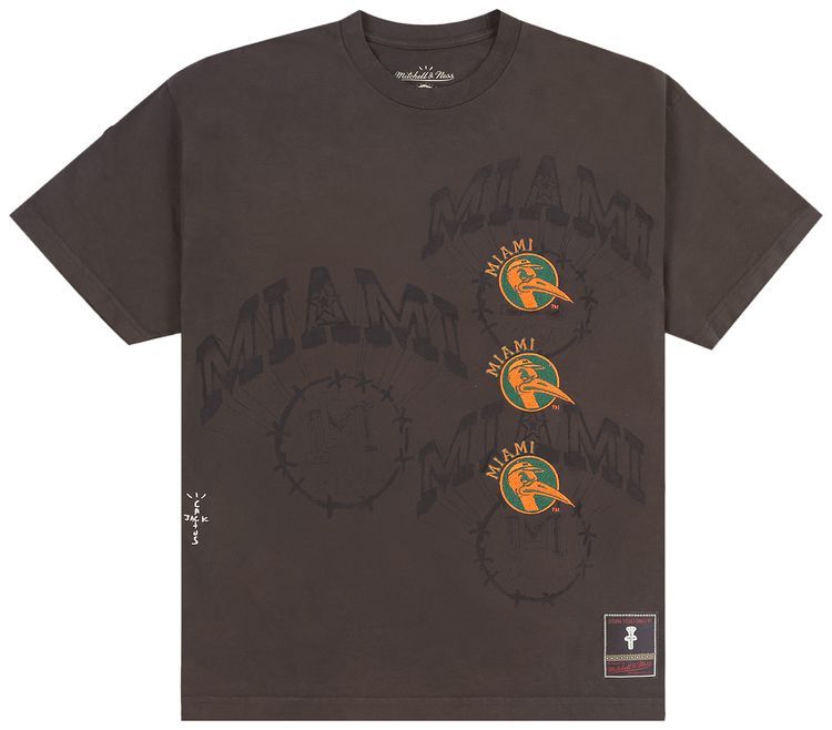 Cactus Jack by Travis Scott x Mitchell  Ness University Of Miami Seal Tee Brown