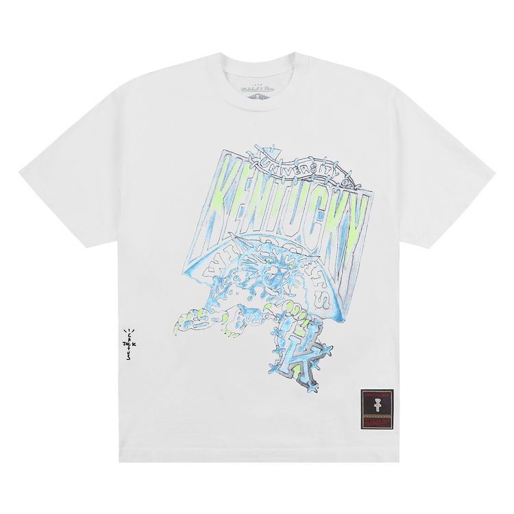 Cactus Jack by Travis Scott x Mitchell  Ness University Of Kentucky Handdrawn Tee White