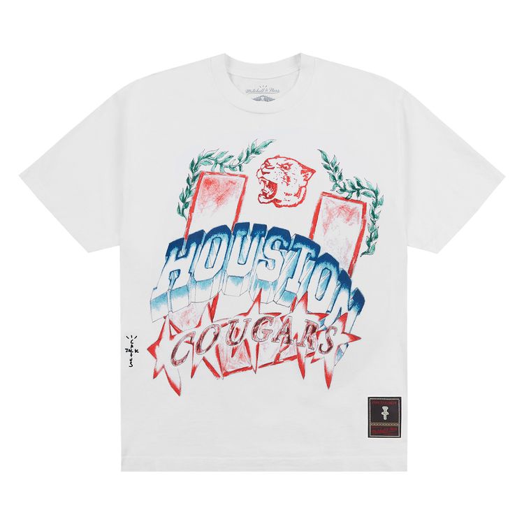 Cactus Jack by Travis Scott x Mitchell  Ness University Of Houston Handdrawn Tee White