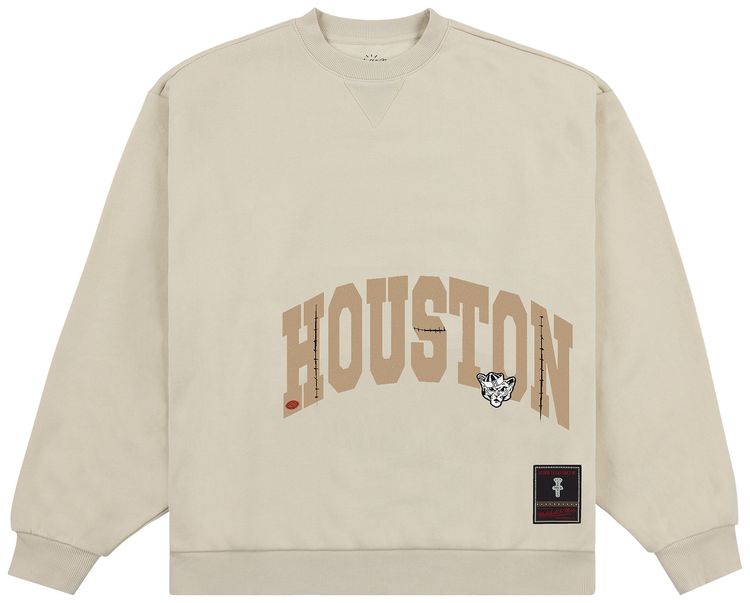 Cactus Jack by Travis Scott x Mitchell  Ness University Of Houston Crewneck Tan