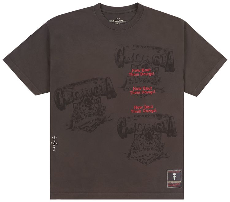 Cactus Jack by Travis Scott x Mitchell  Ness University Of Georgia Seal Tee Brown