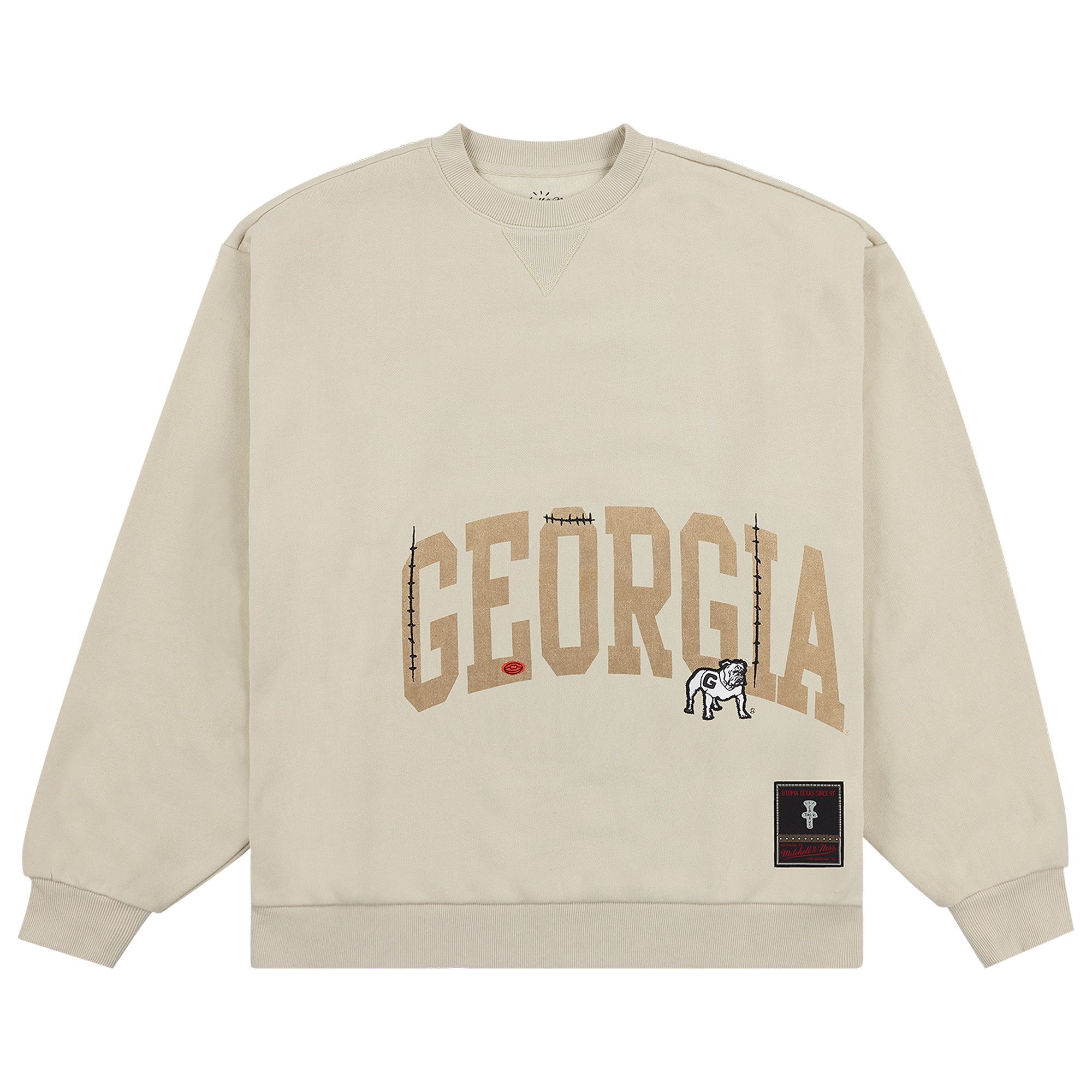 Buy Cactus Jack by Travis Scott x Mitchell Ness University Of Georgia Crewneck Tan FC9327 GEO TAN GOAT