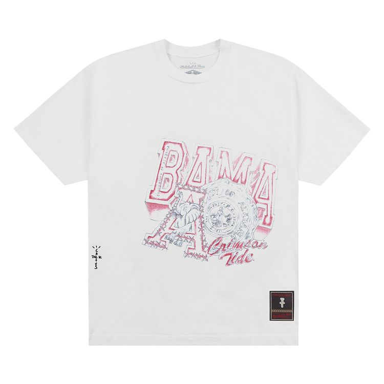 Cactus Jack by Travis Scott x Mitchell  Ness University Of Alabama Handdrawn Tee White