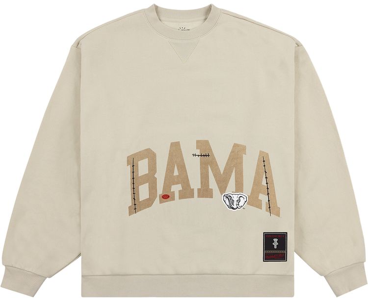 Cactus Jack by Travis Scott x Mitchell  Ness University Of Alabama Crewneck Tan