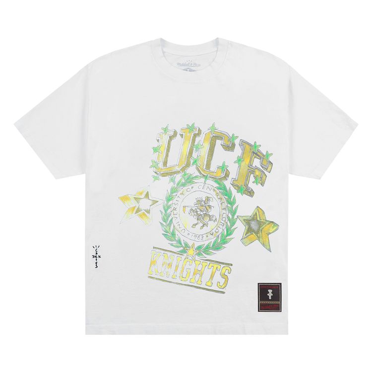 Cactus Jack by Travis Scott x Mitchell  Ness University Of Central Florida Handdrawn Tee White