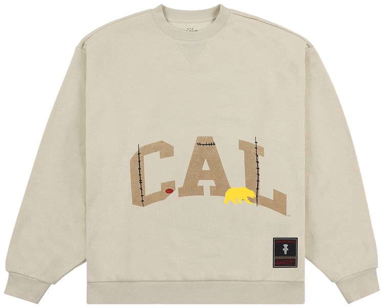 Cactus Jack by Travis Scott x Mitchell  Ness University Of California Berkeley Crewneck Tan
