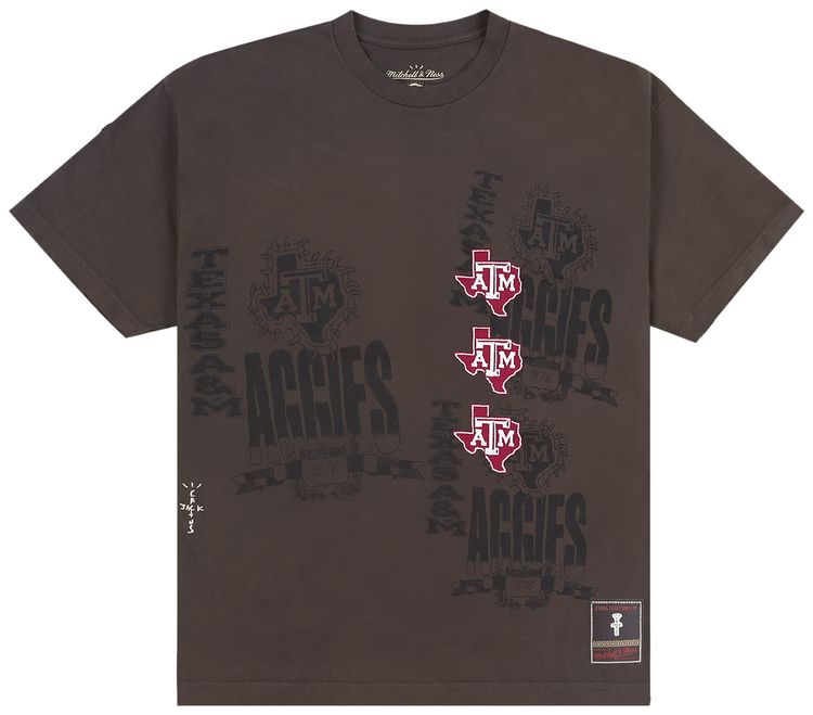 Cactus Jack by Travis Scott x Mitchell  Ness Texas AM University Seal Tee Brown