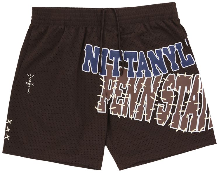 Cactus Jack by Travis Scott x Mitchell  Ness Penn State University Shorts Brown