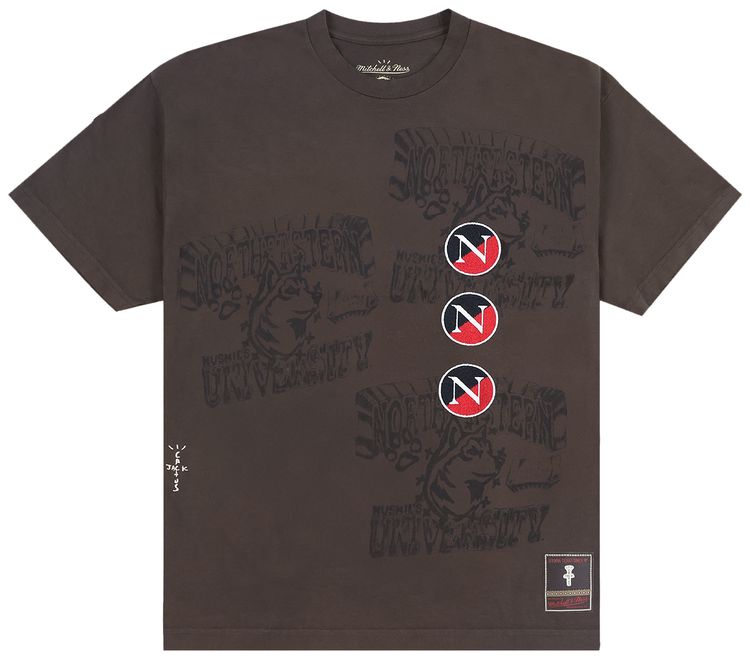 Cactus Jack by Travis Scott x Mitchell  Ness Northeastern University Seal Tee Brown