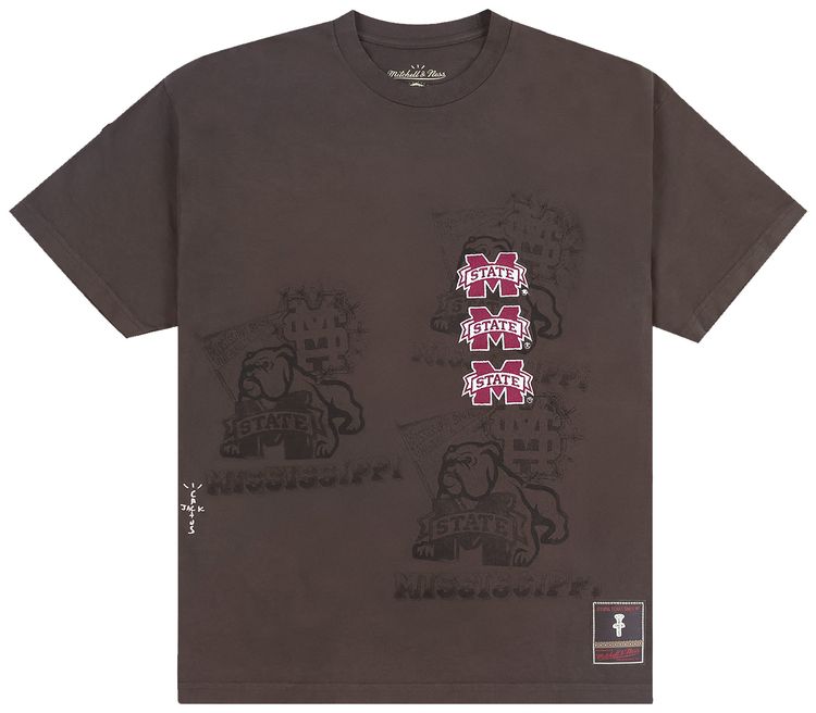 Cactus Jack by Travis Scott x Mitchell  Ness Mississippi State University Seal Tee Brown