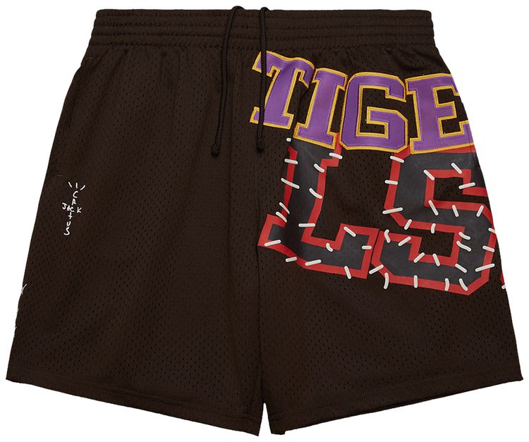 Cactus Jack by Travis Scott x Mitchell  Ness Louisiana State University Shorts Brown