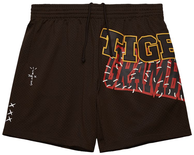 Cactus Jack by Travis Scott x Mitchell  Ness Grambling State University Shorts Brown