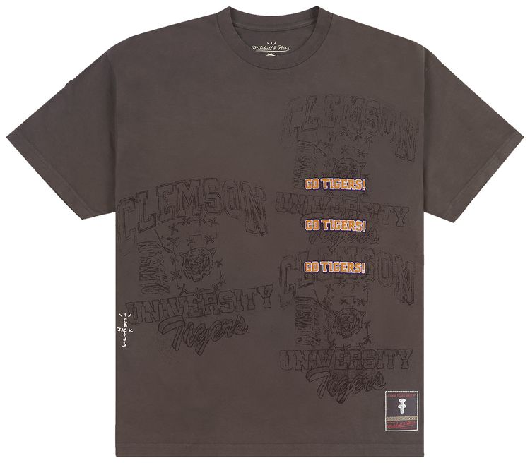 Cactus Jack by Travis Scott x Mitchell  Ness Clemson University Seal Tee Brown