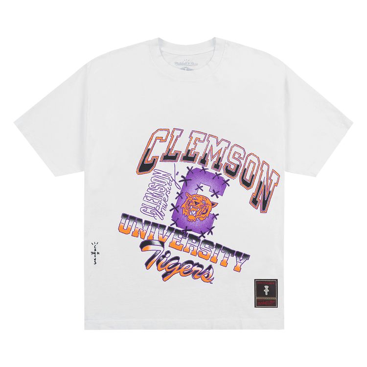 Cactus Jack by Travis Scott x Mitchell  Ness Clemson University Handdrawn Tee White