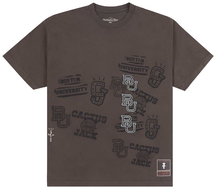 Cactus Jack by Travis Scott x Mitchell  Ness Boston University Seal Tee Brown