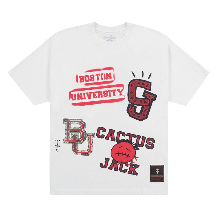Cactus Jack by Travis Scott x Mitchell & Ness Boston University Handdrawn Tee 'White'