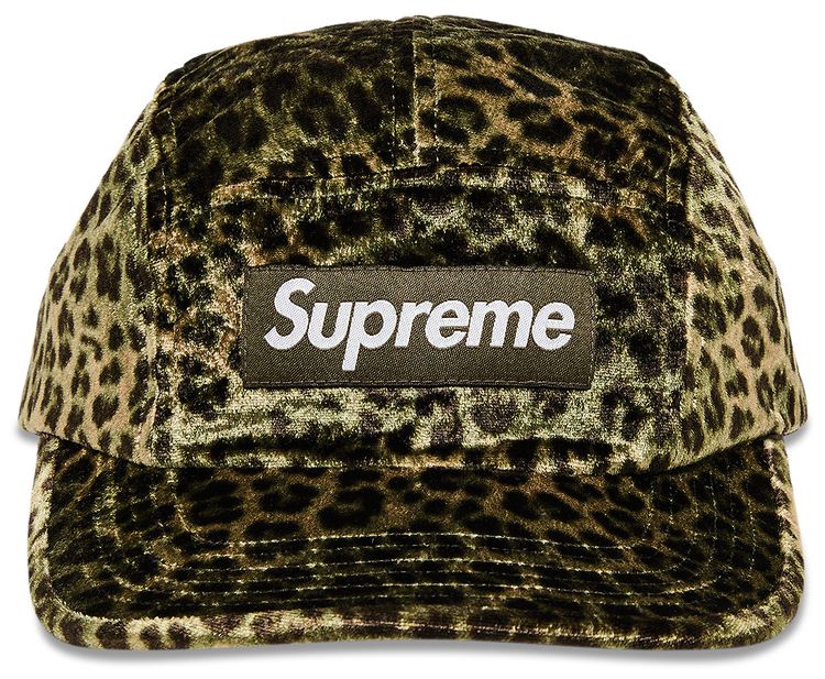Supreme Leopard Velvet Camp Cap Olive
