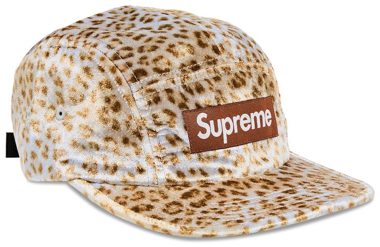 Supreme Leopard Velvet Camp Cap Tan
