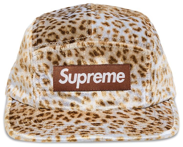 Supreme Leopard Velvet Camp Cap Tan